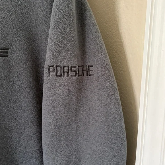 *Unisex Porsche Gray & Black Zippered Fleece Jacket Coat Sporty Cars Speed - Picture 5 of 15